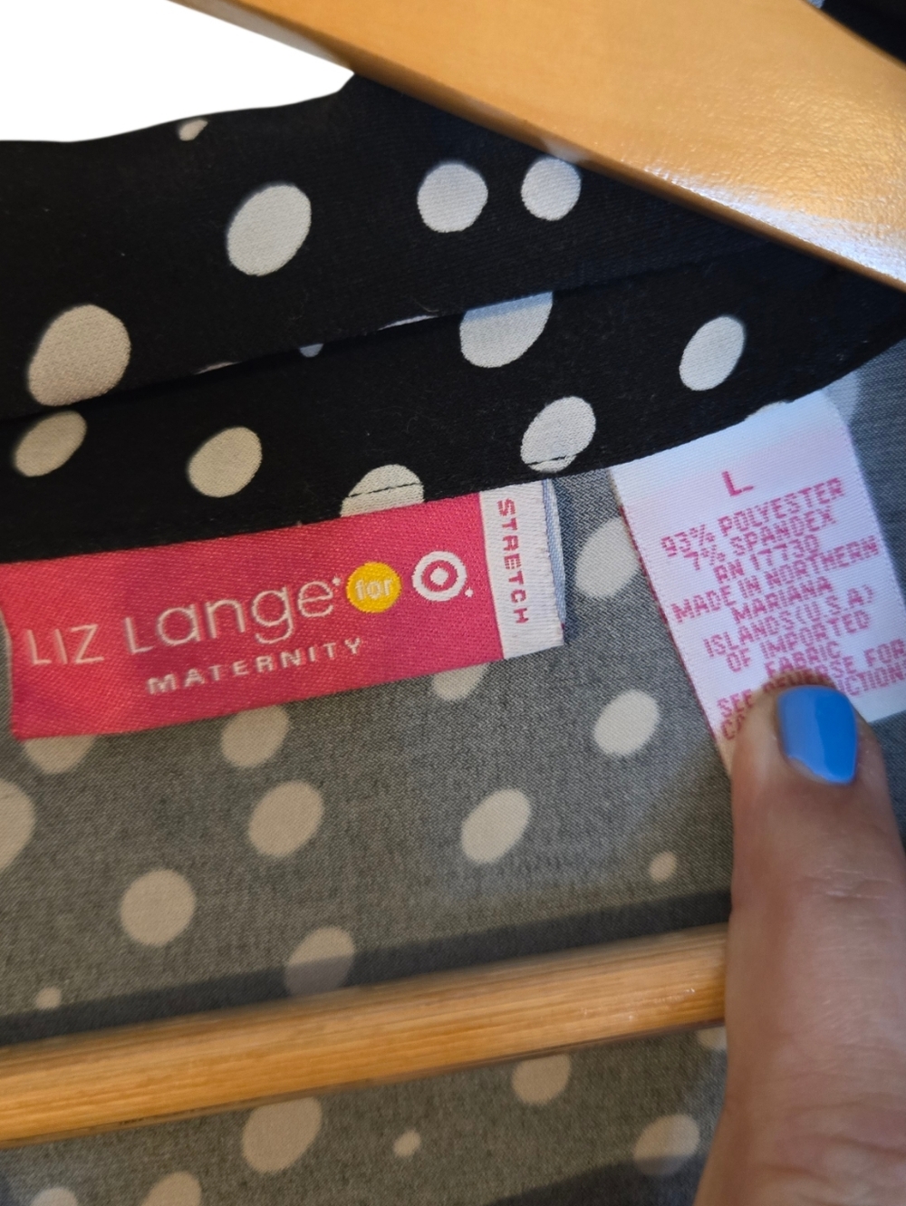 Liz Lange Maternity Polka Dot Wrap Dress | Black & White | Size Large - Picture 2 of 4